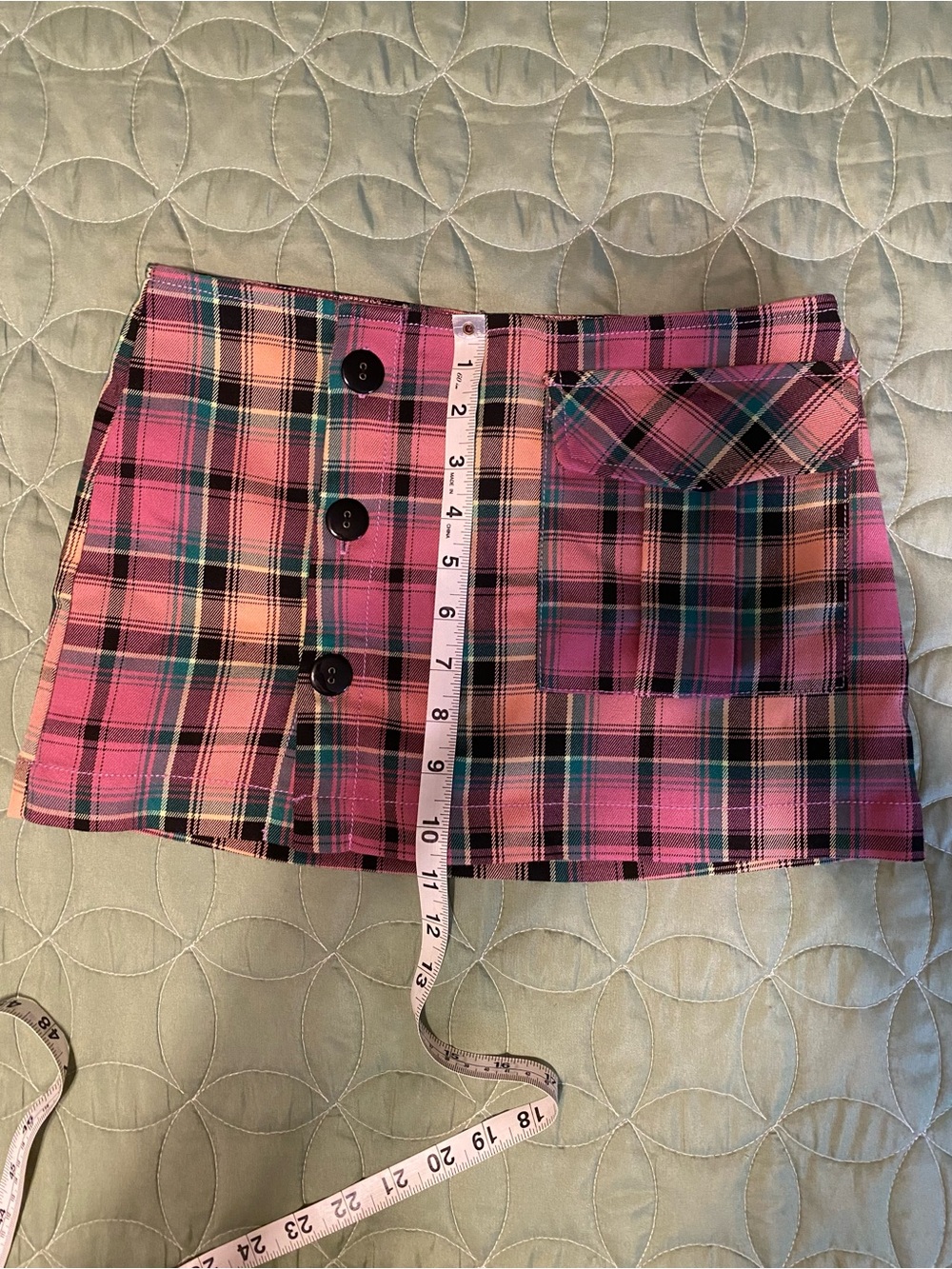 Urban Outfitters Pink Plaid Mini Skort with Black Buttons